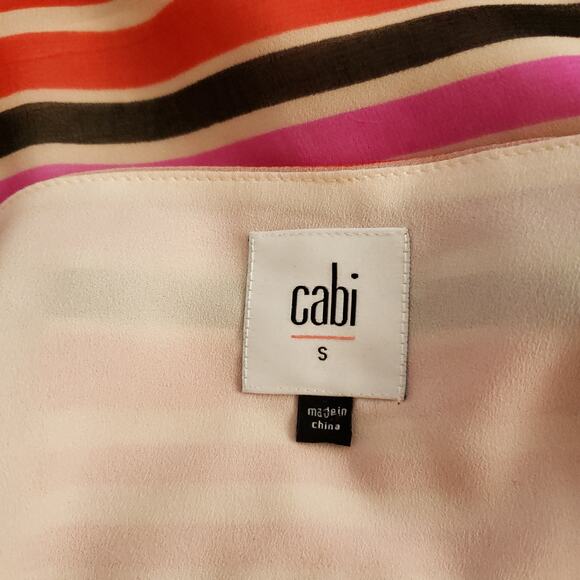 CAbi Banded Cami Striped Pink White Square Neck Tank Polyester Women Small - Picture 9 of 10